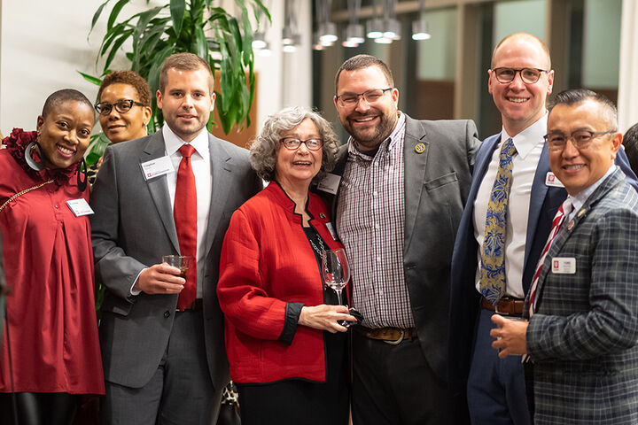 A happy group of IU alumni at an event